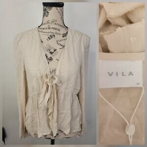 Vila Sz 34 Birch Babydoll Wrap Top Long Sleeve Fairy XS/S NEW